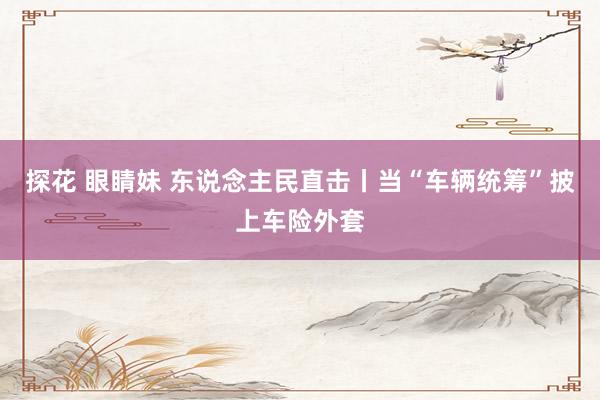 探花 眼睛妹 东说念主民直击丨当“车辆统筹”披上车险外套