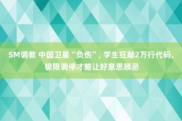 SM调教 中国卫星“负伤”， 学生狂敲2万行代码， 极限调停才略让好意思顾忌